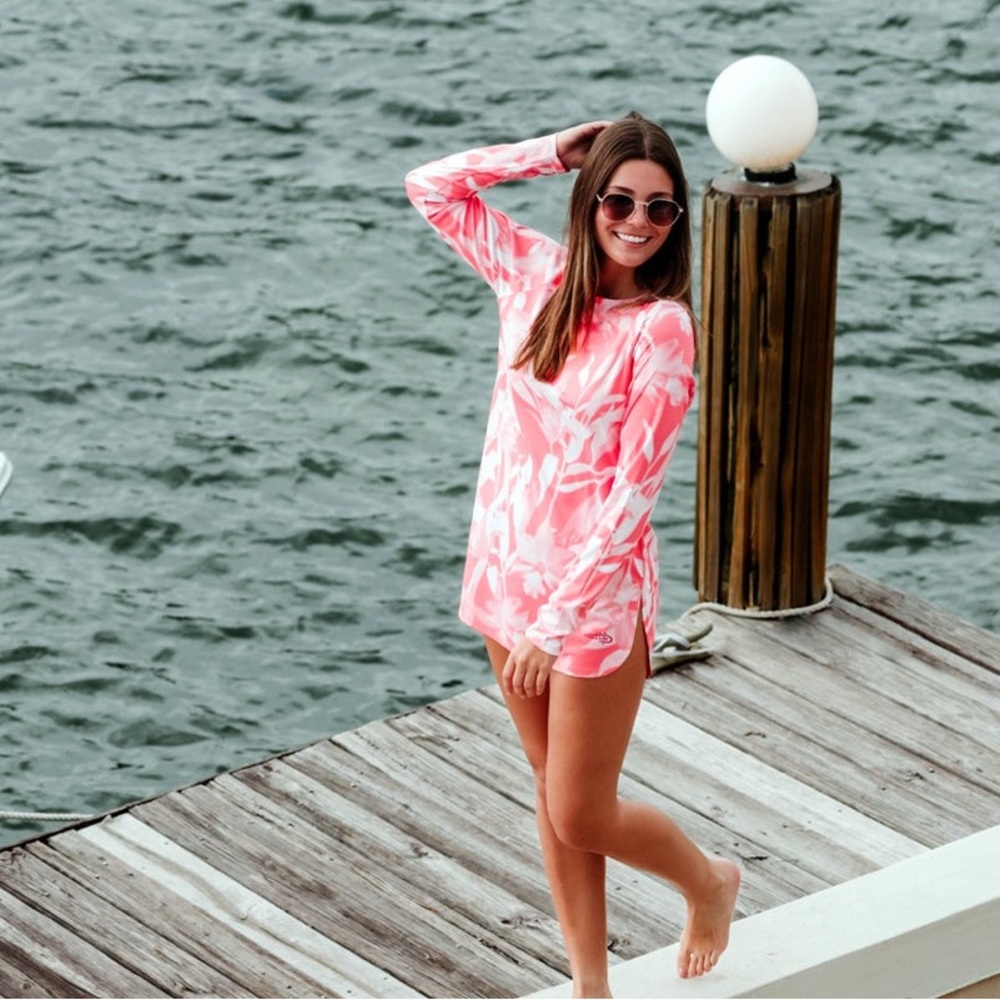 NWT Reel Life Pink White Jax Beach UV Cover Up Size L - Picture 5 of 8